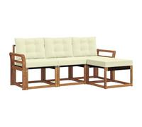 vidaXL Conjunto de sofás de Exterior con cojín 4 pcs Natural y Crema, Sofá de Exterior, Moderno y seccional, Muebles duraderos, Asiento de terraza, Juego de Confort para Patio