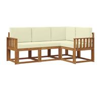 vidaXL Conjunto de sofás de Exterior con cojín 4 pcs Natural y Crema, Sofá de Exterior, Mueble seccional Moderno, salón de jardín, Asiento Duradero para Patio, Conjunto cómodo para terraza
