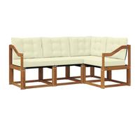 vidaXL Conjunto de sofás de Exterior con cojín 4 pcs Natural y Crema, Sofá de jardín Moderno, Muebles seccionales para Patio, Asientos duraderos y cómodos al Aire Libre