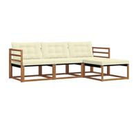 vidaXL Conjunto de sofás de Exterior con cojín 4 pcs Natural y Crema, Sofá de jardín, Moderno y seccional, Asiento Duradero para Exteriores, Set de terraza cómodo