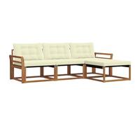 vidaXL Conjunto de sofás de Exterior con cojín 4 pcs Natural y Crema, Sofá de jardín, Moderno y seccional, Asiento Duradero para Exteriores, Set de terraza cómodo