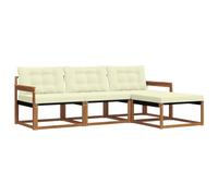 vidaXL Conjunto de sofás de Exterior con cojín 4 pcs Natural y Crema, Sofá de jardín, Moderno y seccional, Asiento Duradero para Exteriores, Set de terraza cómodo
