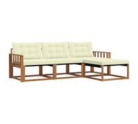 vidaXL Conjunto de sofás de Exterior con cojín 4 pcs Natural y Crema, Sofá de jardín, Moderno y seccional, Asiento Duradero para Exteriores, Set de terraza cómodo