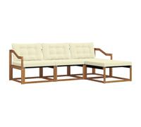 vidaXL Conjunto de sofás de Exterior con cojín 4 pcs Natural y Crema, Sofá de jardín, Moderno y seccional, Asiento Duradero para Exteriores, Set de terraza cómodo