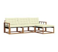 vidaXL Conjunto de sofás de Exterior con cojín 4 pcs Natural y Crema, Sofá de jardín, Moderno y seccional, Asiento Duradero para Exteriores, Set de terraza cómodo