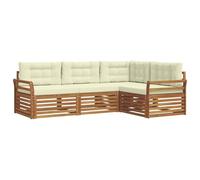 vidaXL Conjunto de sofás de Exterior con cojín 4 pcs Natural y Crema, Sofá Modular Moderno para jardín, mobiliario Duradero para Exteriores, Ideal para relajar en la terraza