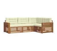 vidaXL Conjunto de sofás de Exterior con cojín 4 pcs Natural y Crema, Sofá Modular Moderno para jardín, mobiliario Duradero para Exteriores, Ideal para relajar en la terraza