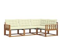 vidaXL Conjunto de sofás de Exterior con cojín 4 pcs Natural y Crema, Sofá Seccional de Jardín, Conjunto Moderno de Patio, Mueble Resistente, Terracita Cómoda para Relajarse