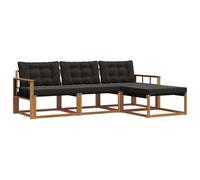 vidaXL Conjunto de sofás de Exterior con cojín 4 pcs Natural y Negro, Sofá de jardín, Moderno y seccional, Asiento Duradero para Exteriores, Set de terraza cómodo