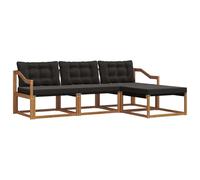vidaXL Conjunto de sofás de Exterior con cojín 4 pcs Natural y Negro, Sofá de jardín, Moderno y seccional, Asiento Duradero para Exteriores, Set de terraza cómodo
