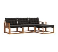 vidaXL Conjunto de sofás de Exterior con cojín 4 pcs Natural y Negro, Sofá de jardín, Moderno y seccional, Asiento Duradero para Exteriores, Set de terraza cómodo