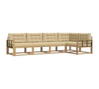 vidaXL Conjunto de sofás de Exterior con cojín 4 pcs y Beige Poliéster, Set de Muebles Modernos para Exterior, Sofá Seccional Versátil, Acacia Marrón, Resistente al Clima