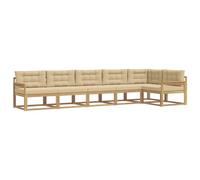 vidaXL Conjunto de sofás de Exterior con cojín 4 pcs y Beige Poliéster, Sofá Seccional Moderno para Jardín, Muebles de Patio Acacia, para Un Confort Genial en el Exterior