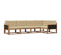 vidaXL Conjunto de sofás de Exterior con cojín 5 pcs Natural y Beige, Juego de Muebles Modernos para Patio, Sofá Resistente al Clima, Acacia, Relájate en el Jardín
