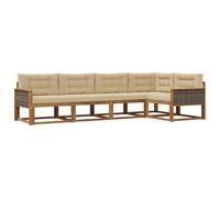 vidaXL Conjunto de sofás de Exterior con cojín 5 pcs Natural y Beige, Juego de Muebles Modernos para Patio, Sofá Resistente al Clima, Acacia, Relájate en el Jardín