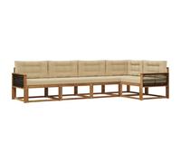 vidaXL Conjunto de sofás de Exterior con cojín 5 pcs Natural y Beige, Juego de Muebles Modernos para Patio, Sofá Resistente al Clima, Acacia, Relájate en el Jardín