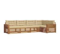 vidaXL Conjunto de sofás de Exterior con cojín 5 pcs Natural y Beige, Set de Confort Exterior, Sofá Seccional Moderno, Muebles de Jardín, Asientos de Terraza para Relajarte