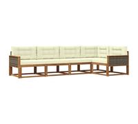 vidaXL Conjunto de sofás de Exterior con cojín 5 pcs Natural y Crema, Juego de Muebles Modernos para Patio, Sofá Resistente al Clima, Acacia, Relájate en el Jardín