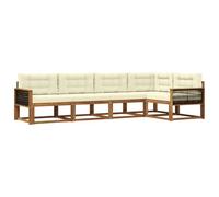 vidaXL Conjunto de sofás de Exterior con cojín 5 pcs Natural y Crema, Juego de Muebles Modernos para Patio, Sofá Resistente al Clima, Acacia, Relájate en el Jardín