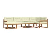 vidaXL Conjunto de sofás de Exterior con cojín 5 pcs Natural y Crema, Mueble de Jardín, Conjunto de Muebles de Patio Moderno, Asientos Cómodos para Jardín