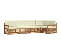 vidaXL Conjunto de sofás de Exterior con cojín 5 pcs Natural y Crema, Set de Confort Exterior, Sofá Seccional Moderno, Muebles de Jardín, Asientos de Terraza para Relajarte