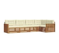 vidaXL Conjunto de sofás de Exterior con cojín 5 pcs Natural y Crema, Set de Confort Exterior, Sofá Seccional Moderno, Muebles de Jardín, Asientos de Terraza para Relajarte