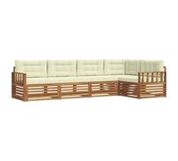 vidaXL Conjunto de sofás de Exterior con cojín 5 pcs Natural y Crema, Set de Confort Exterior, Sofá Seccional Moderno, Muebles de Jardín, Asientos de Terraza para Relajarte