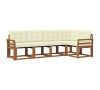 vidaXL Conjunto de sofás de Exterior con cojín 5 pcs Natural y Crema, Sofá de jardín de Lujo, Muebles Modernos para Exteriores, Juego Resistente, sofá de Acacia contemporáneo