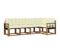 vidaXL Conjunto de sofás de Exterior con cojín 5 pcs Natural y Crema, Sofá de jardín de Lujo, Muebles Modernos para Exteriores, Juego Resistente, sofá de Acacia contemporáneo