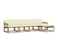 vidaXL Conjunto de sofás de Exterior con cojín 5 pcs Natural y Crema, Sofá Moderno para jardín, Conjunto seccional Duradero, Muebles de Patio para Disfrutar en tu terraza