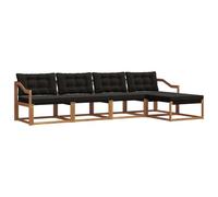 vidaXL Conjunto de sofás de Exterior con cojín 5 pcs Natural y Negro, Sofá Moderno para jardín, Conjunto seccional Duradero, Muebles de Patio para Disfrutar en tu terraza