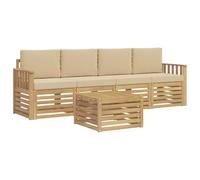 vidaXL Conjunto de sofás de Exterior con cojín 5 pcs y Beige Poliéster, Sofá de jardín, Mueble seccional Resistente, Set Moderno para Patio, cómodo para tu terraza