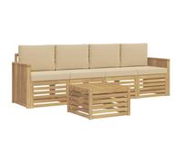 vidaXL Conjunto de sofás de Exterior con cojín 5 pcs y Beige Poliéster, Sofá de jardín, Mueble seccional Resistente, Set Moderno para Patio, cómodo para tu terraza