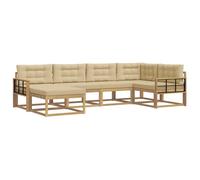 vidaXL Conjunto de sofás de exterior con cojín 5 pcs y Beige Poliéster, Sofá moderno para exteriores, seccional resistente, asientos de jardín, sofá para la piscina, muebles de patio, conjunto modular
