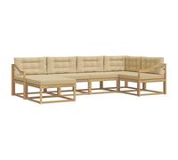 vidaXL Conjunto de sofás de exterior con cojín 5 pcs y Beige Poliéster, Sofá moderno para exteriores, seccional resistente, asientos de jardín, sofá para la piscina, muebles de patio, conjunto modular