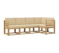 vidaXL Conjunto de sofás de Exterior con cojín 5 pcs y Beige, Sofá de jardín Moderno, Resistente al Clima, Muebles seccionales, Zona de terraza, Confort en el Patio