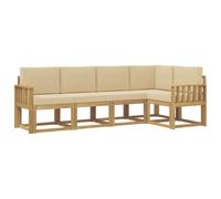 vidaXL Conjunto de sofás de Exterior con cojín 5 pcs y Beige, Sofá de jardín Moderno, Resistente al Clima, Muebles seccionales, Zona de terraza, Confort en el Patio