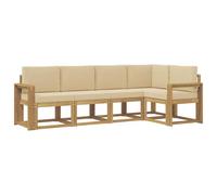 vidaXL Conjunto de sofás de Exterior con cojín 5 pcs y Beige, Sofá de jardín Moderno, Resistente al Clima, Muebles seccionales, Zona de terraza, Confort en el Patio