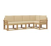 vidaXL Conjunto de sofás de Exterior con cojín 5 pcs y Beige, Sofá de jardín Moderno, Resistente al Clima, Muebles seccionales, Zona de terraza, Confort en el Patio