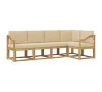 vidaXL Conjunto de sofás de Exterior con cojín 5 pcs y Beige, Sofá de jardín Moderno, Resistente al Clima, Muebles seccionales, Zona de terraza, Confort en el Patio