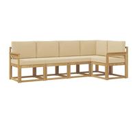 vidaXL Conjunto de sofás de Exterior con cojín 5 pcs y Beige, Sofá de jardín Moderno, Resistente al Clima, Muebles seccionales, Zona de terraza, Confort en el Patio