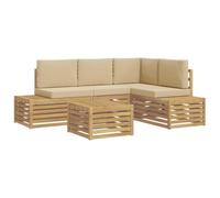 vidaXL Conjunto de sofás de Exterior con cojín 5 Pieza Blanco