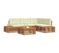 vidaXL Conjunto de sofás de Exterior con cojín 5 Pieza Natural y Crema, Conjunto de jardín, sofá Modular Moderno, Muebles Exteriores para terraza, Asientos cómodos y duraderos