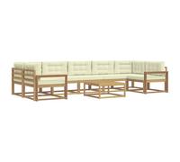 vidaXL Conjunto de sofás de Exterior con cojín 6 pcs Blanco y Crema, Conjunto de Sofás Exterior, Muebles de Jardín, Madera de Acacia, Patio Cómodo, Distribución Flexible para el Jardín