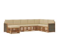 vidaXL Conjunto de sofás de Exterior con cojín 6 pcs Natural, Sofá de jardín, Moderno y Resistente, terraza y Patio, ¡Comoda y estilosa