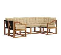 vidaXL Conjunto de sofás de Exterior con cojín 6 pcs Natural y Beige, Colección de Jardín Moderna, Sofá Resistente para Exterior, Asientos Junto a la Piscina y Relax en tu Patio