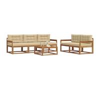 vidaXL Conjunto de sofás de Exterior con cojín 6 pcs Natural y Beige, Conjunto de Muebles de Jardín, Colección Moderna de Sofás de Exterior, Duradero Patio, Disposición Seccional de Asientos