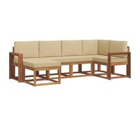 vidaXL Conjunto de sofás de Exterior con cojín 6 pcs Natural y Beige, Juego de sofá para Exteriores, salón Moderno en la terraza, Muebles de jardín duraderos, seccional, Asientos para la terraza