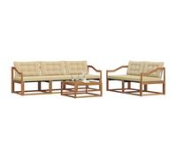 vidaXL Conjunto de sofás de Exterior con cojín 6 pcs Natural y Beige, Juego de Sofás Exterior, Muebles Estilo Moderno para Jardín, Resistente y Cómodo para Relajarse en la Terraza