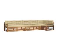 vidaXL Conjunto de sofás de Exterior con cojín 6 pcs Natural y Beige, Muebles de jardín, sofá Moderno para Patio, Conjunto seccional, Confort Resistente, Ideal para el Exterior